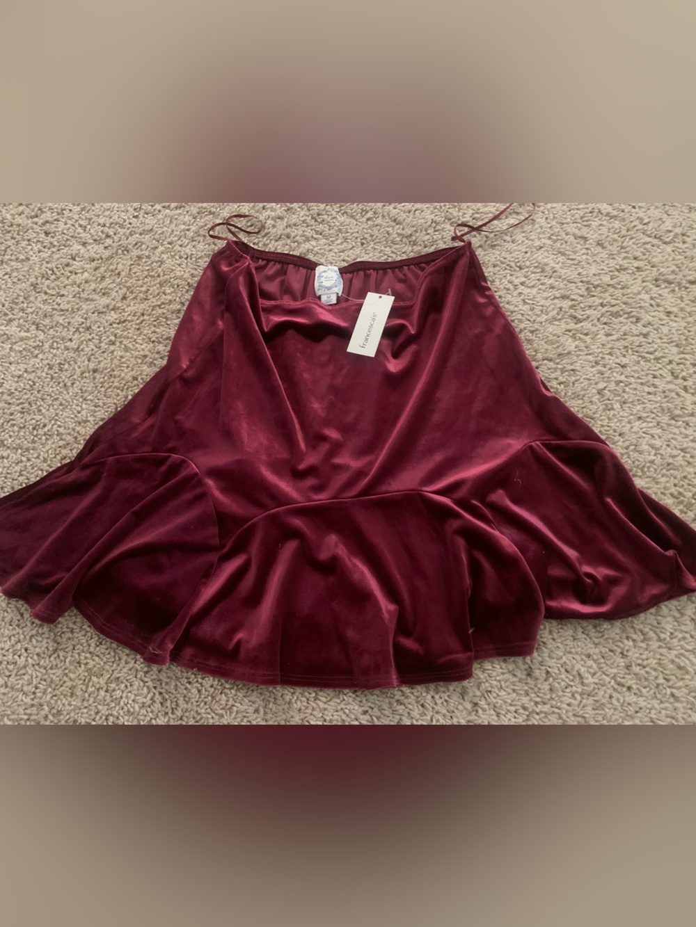 Velvet Ruffle skirt francescas NWT- Burgundy